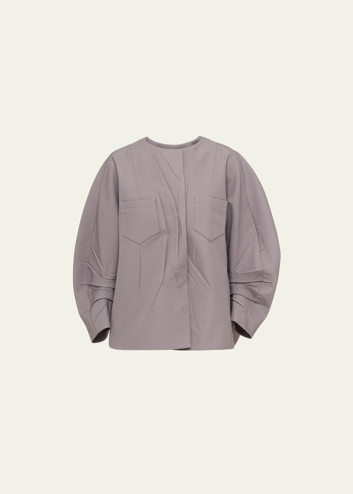 virgin wool pleated balloon top