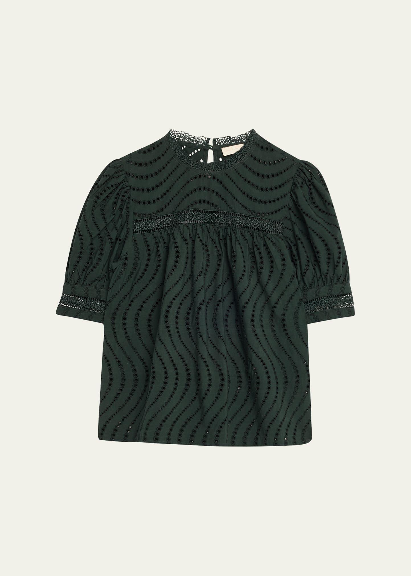 virginia lace eyelet short-sleeve blouse