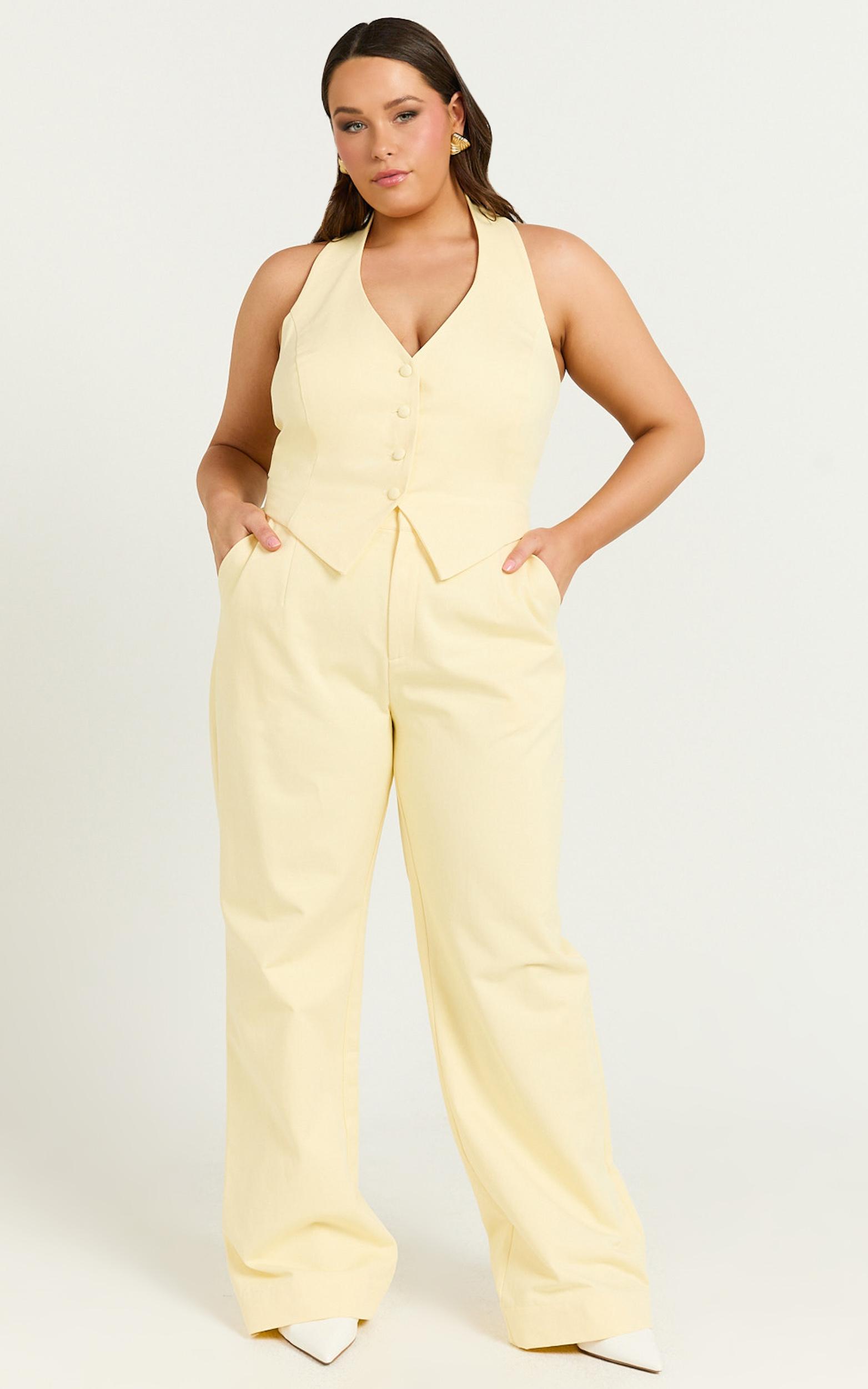 virginia pants - high waist straight leg pants in pastel yellow