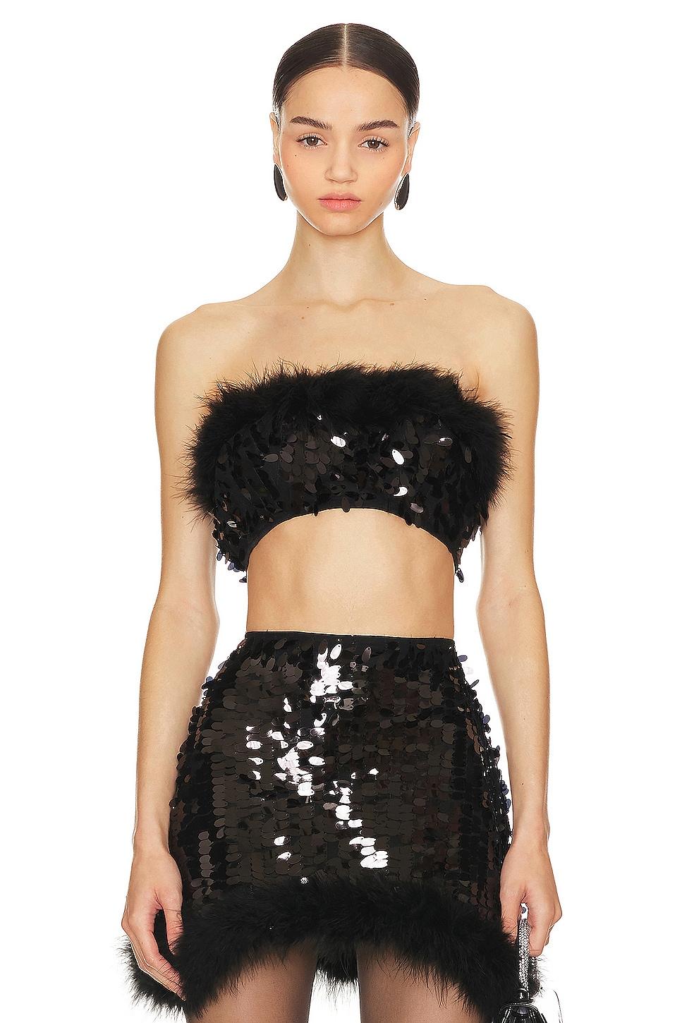 virgo sequin feather top