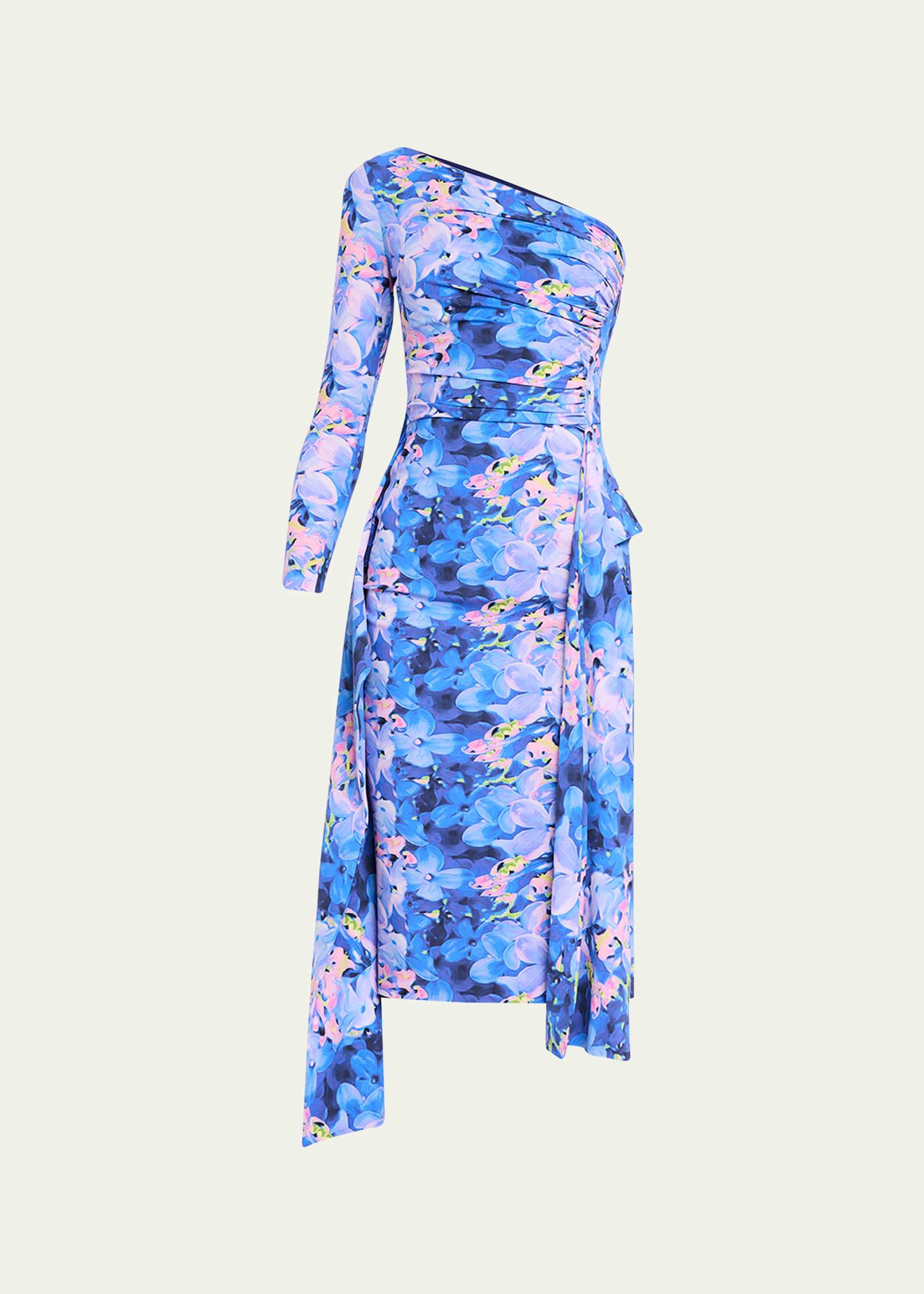 visa draped one-shoulder dress