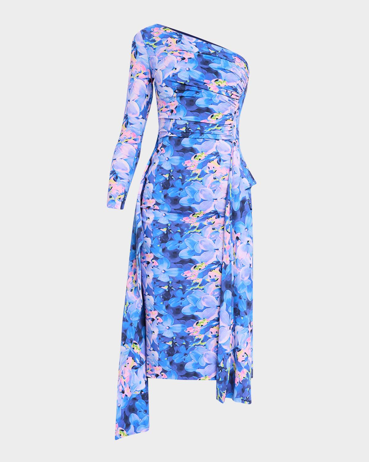 visa draped one-shoulder dress