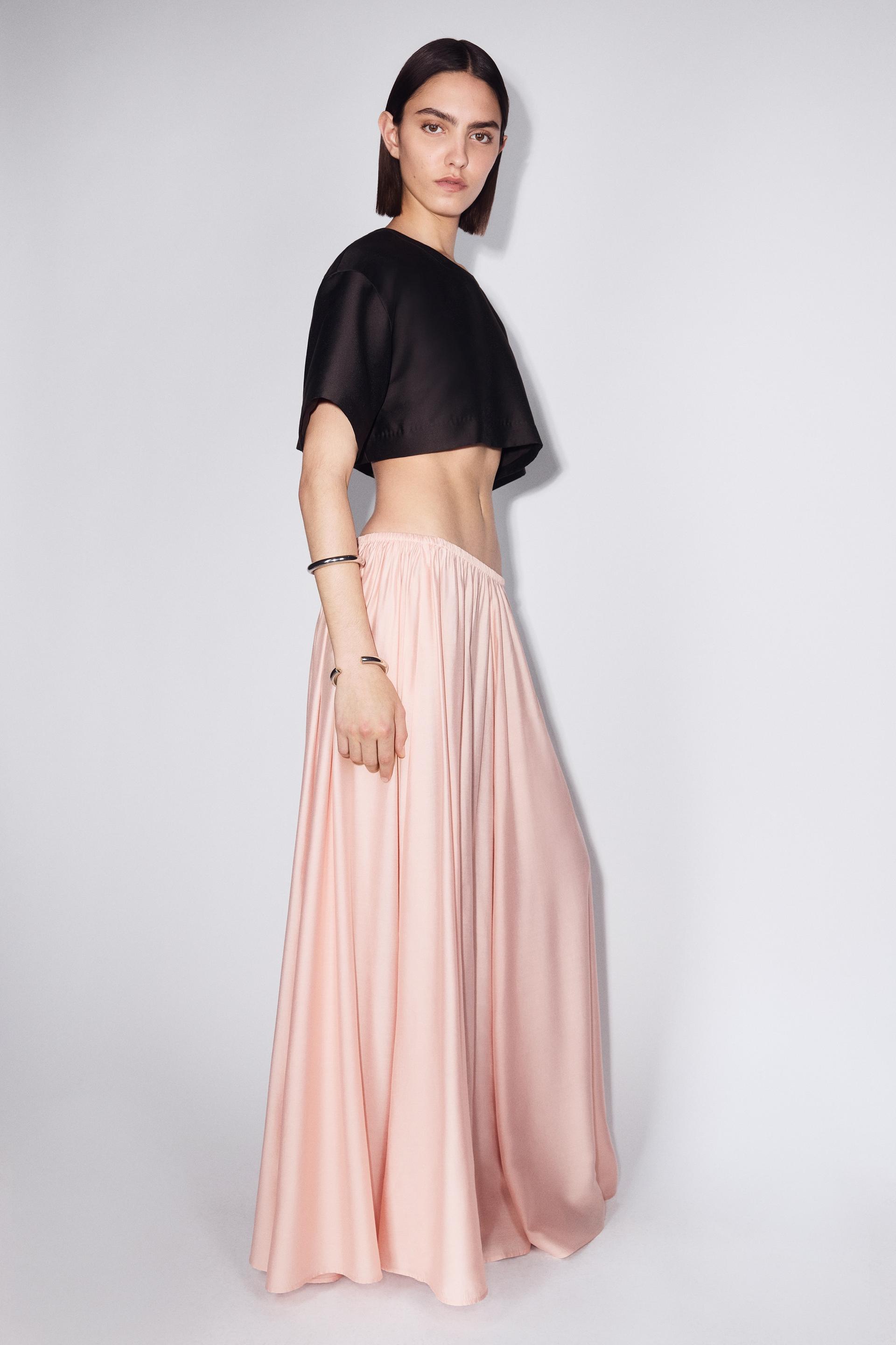 viscose-blend maxi skirt