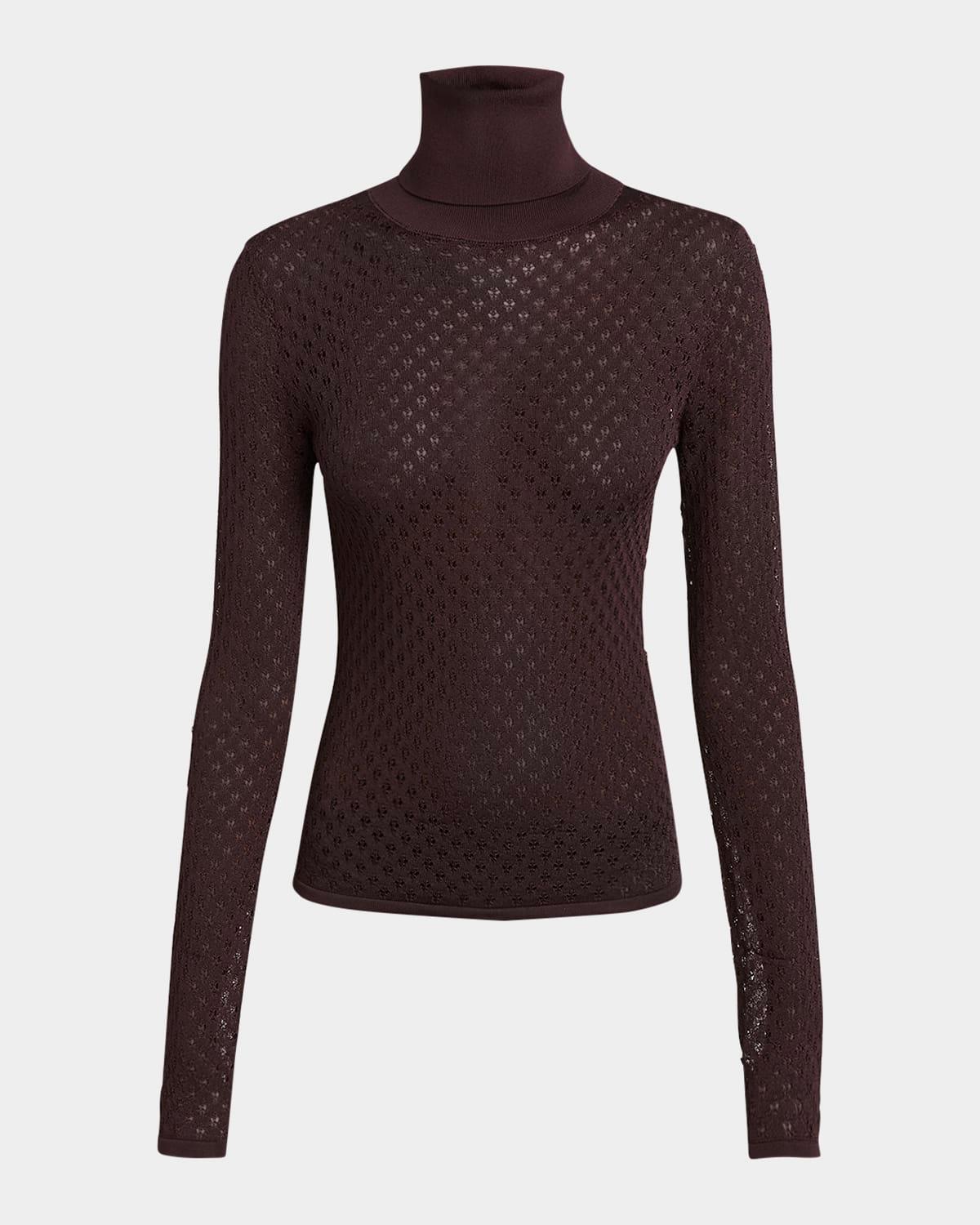 viscose lace knit turtleneck top