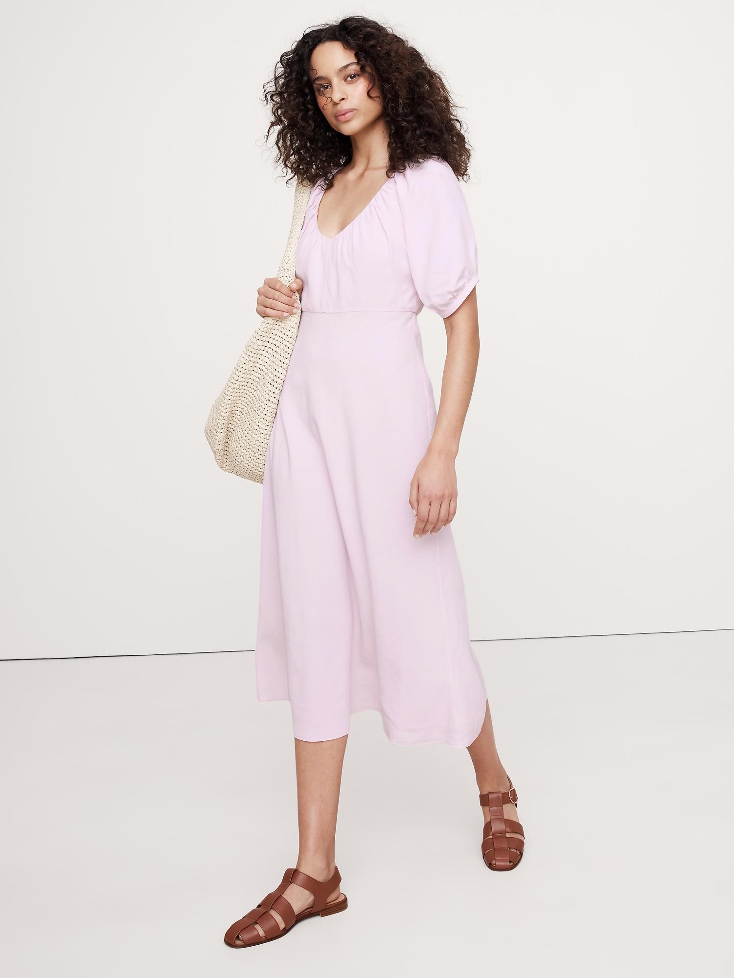 viscose-linen dupioni ruched long midi dress