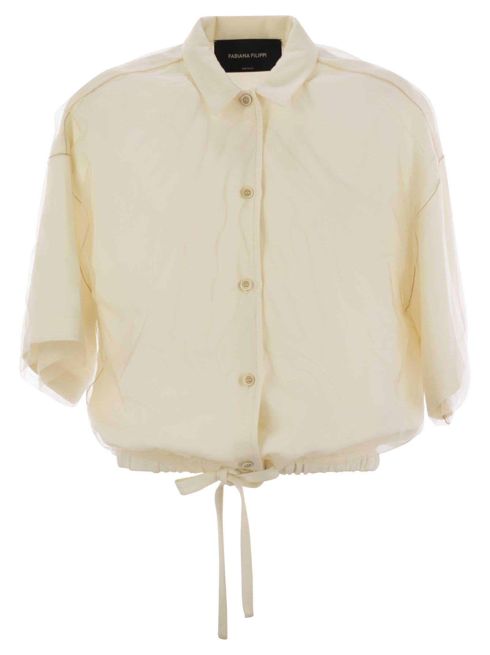 viscose linen short sleeve shirt with bottom drawsting