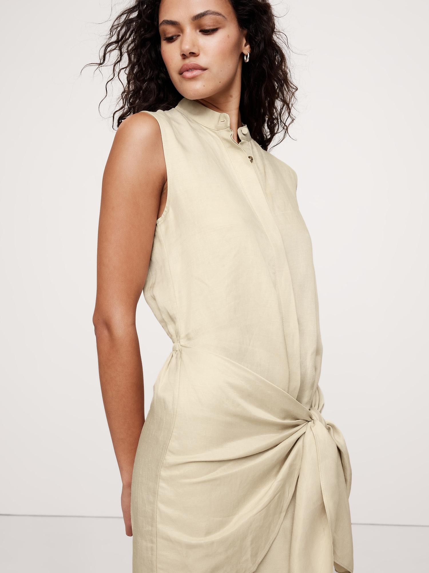 viscose-linen twisted shirt dress