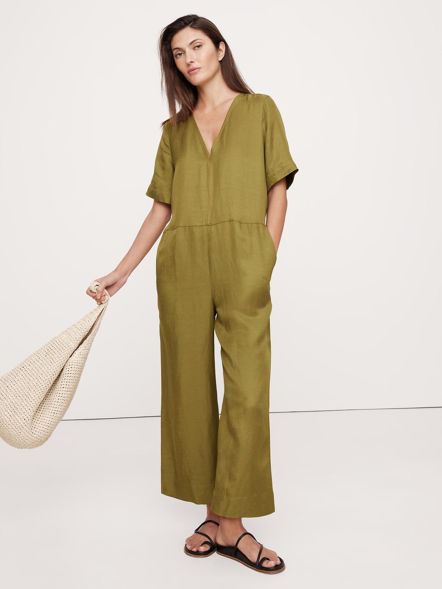 viscose-linen wide-leg jumpsuit