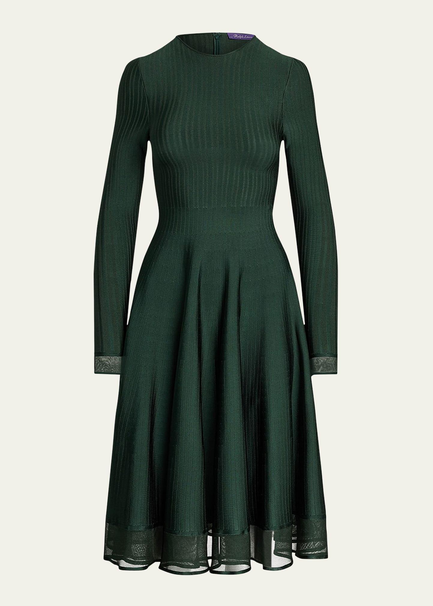 viscose sheer edge crewneck dress