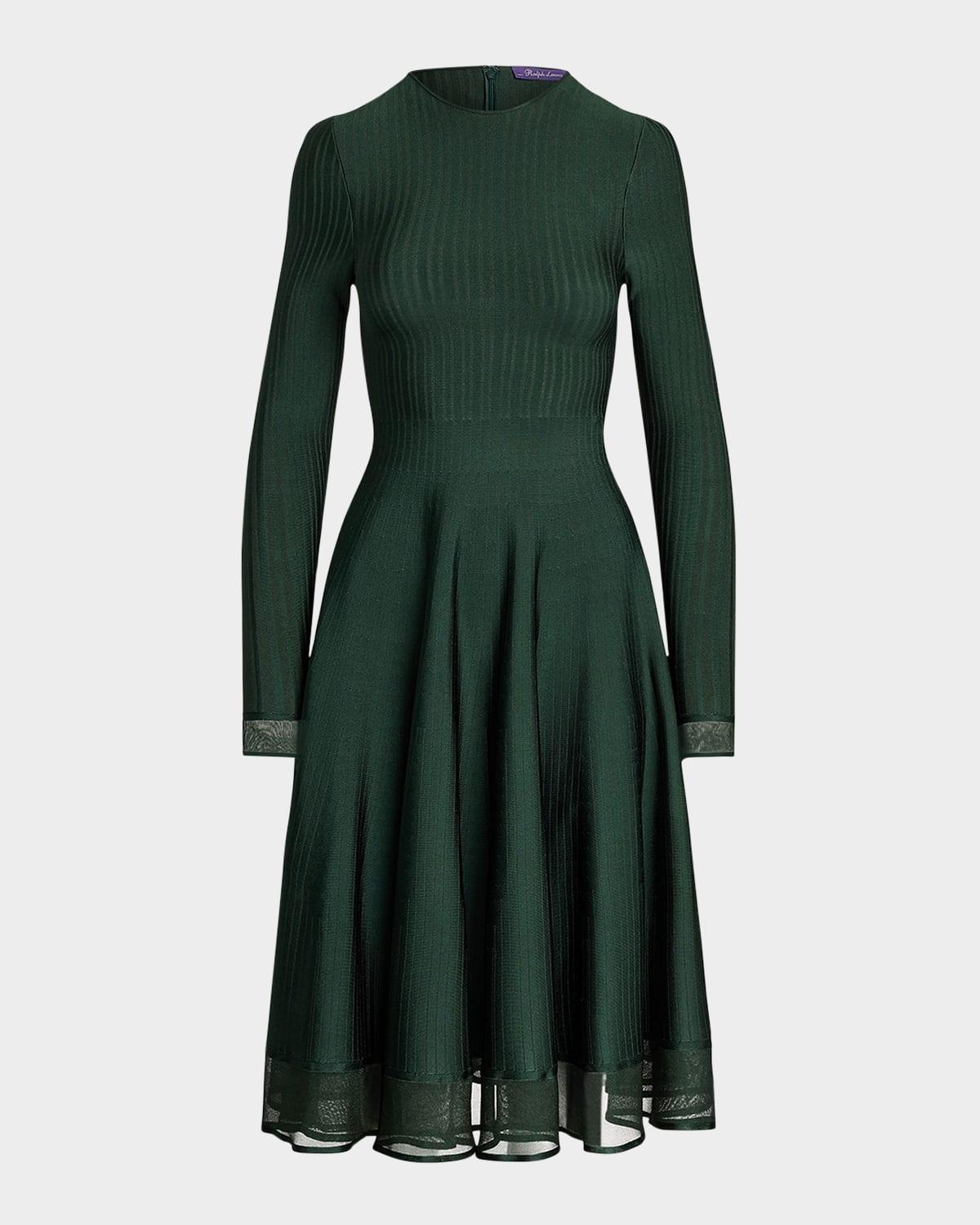 viscose sheer edge crewneck dress