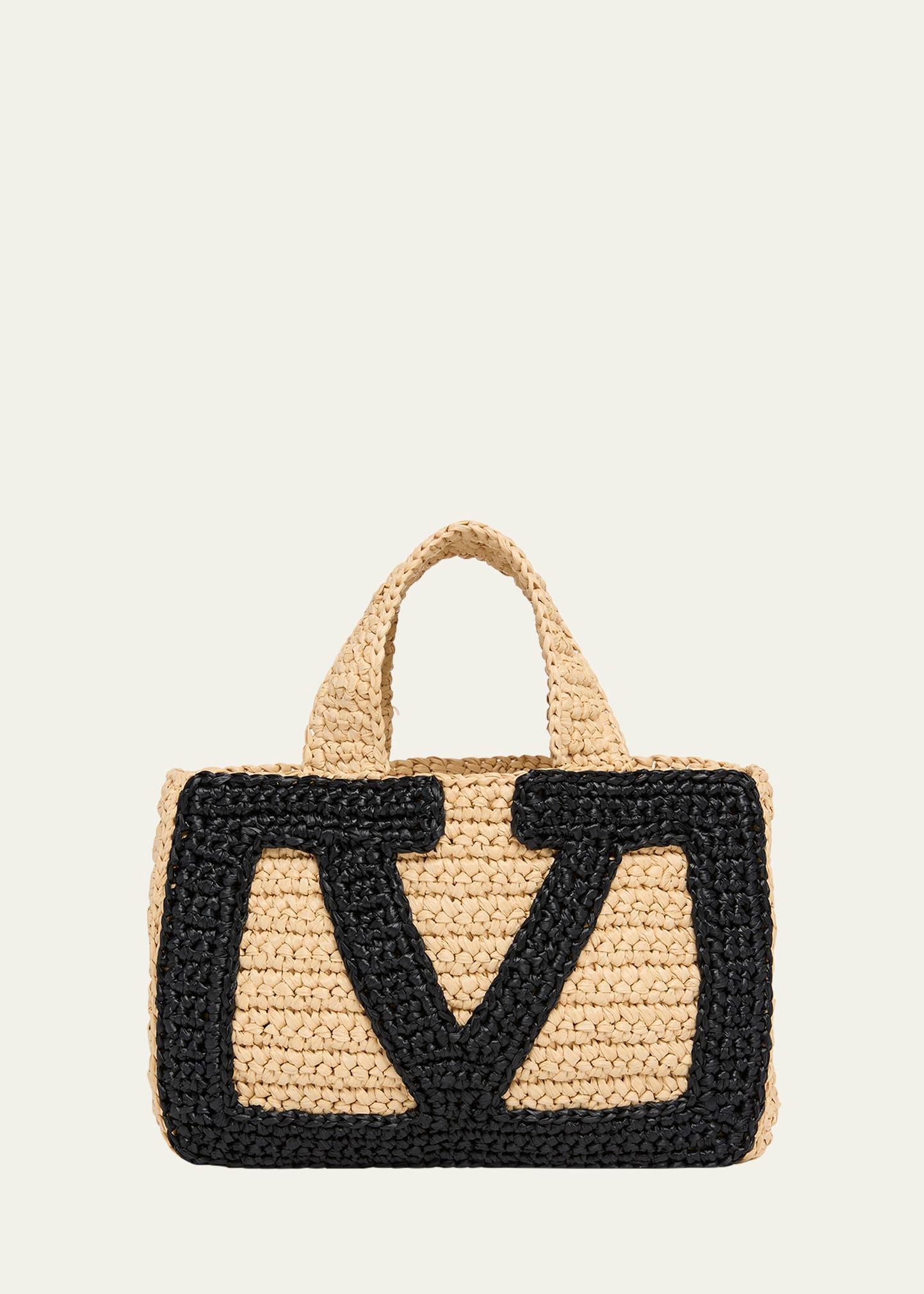 viva superstar crochet raffia small tote bag