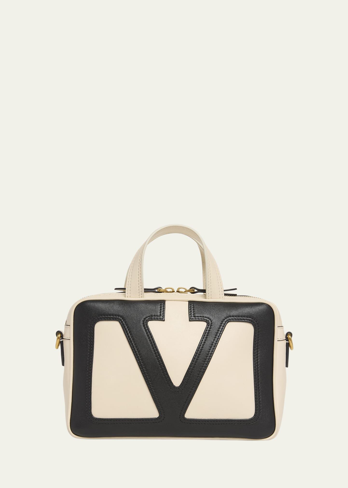 viva superstar small vlogo leather duffle top-handle bag