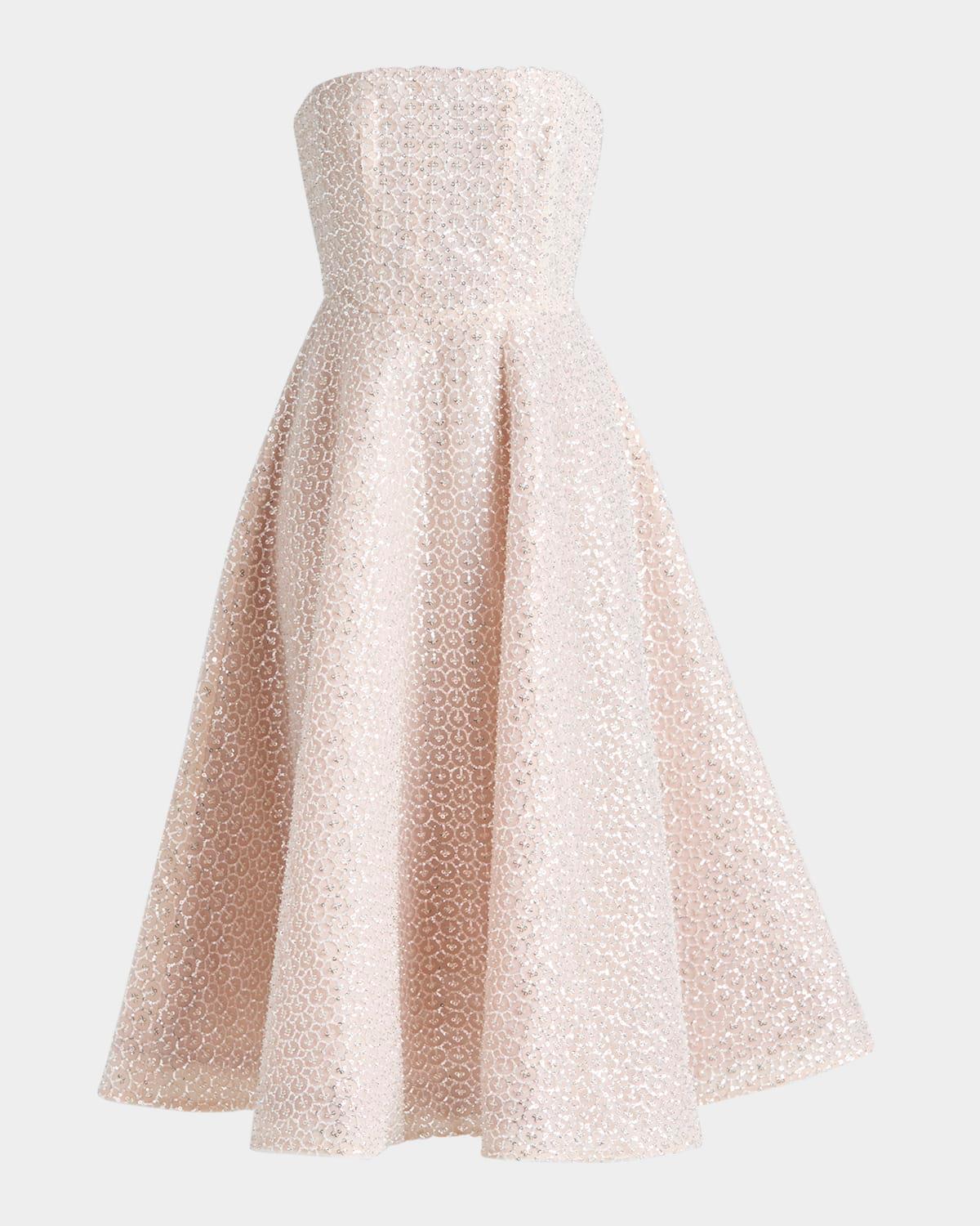 vivi strapless beaded midi dress