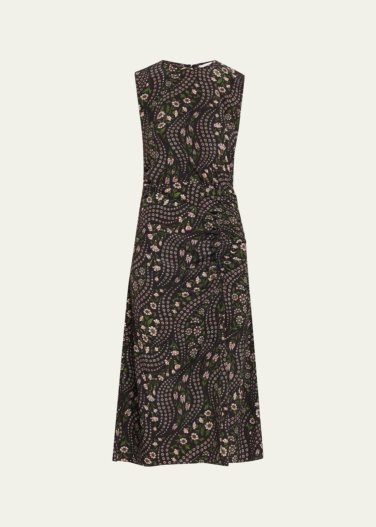 viviana floral silk midi dress
