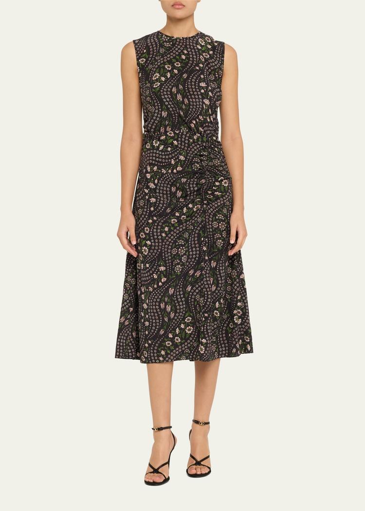 viviana floral silk midi dress