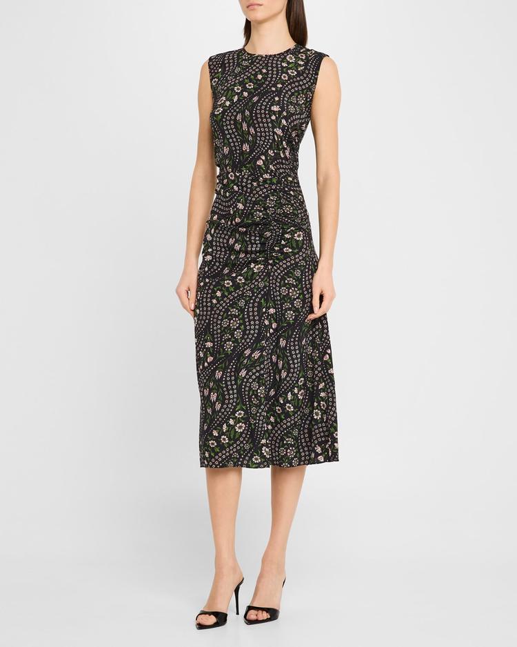viviana floral silk midi dress