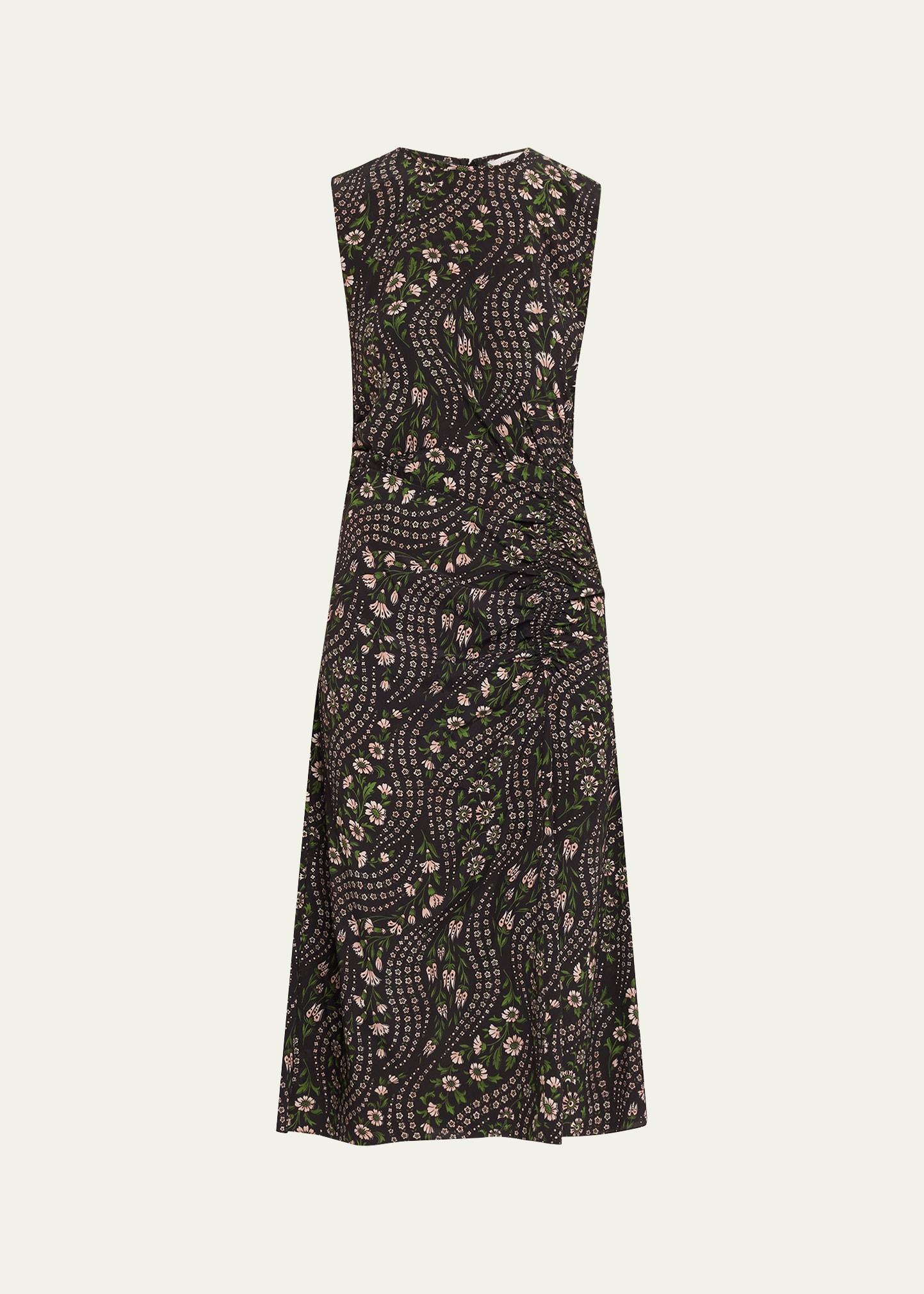 viviana floral silk midi dress