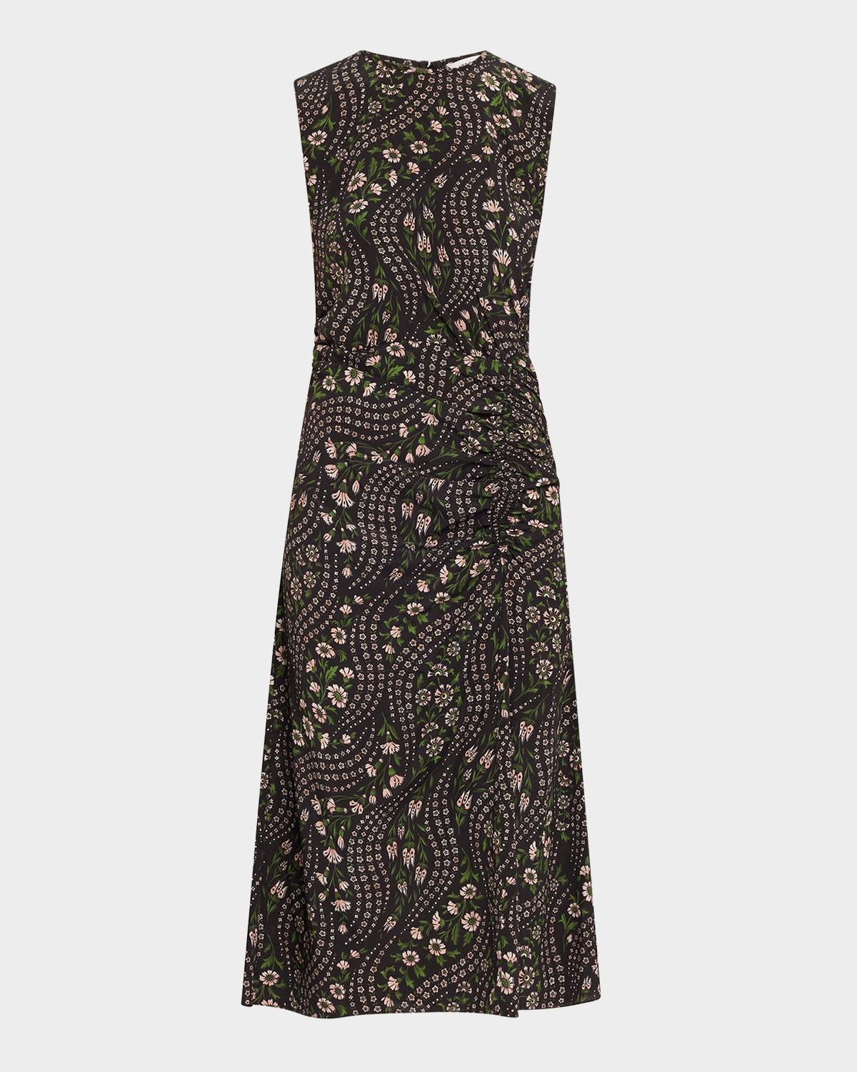viviana floral silk midi dress