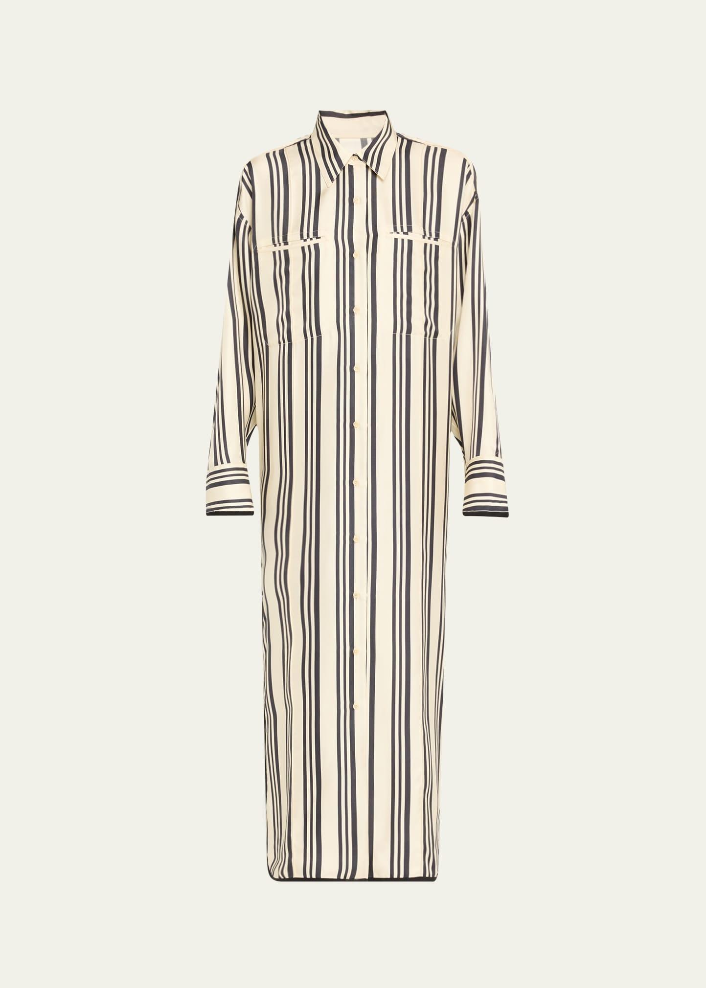 viviana stripe maxi silk shirtdress