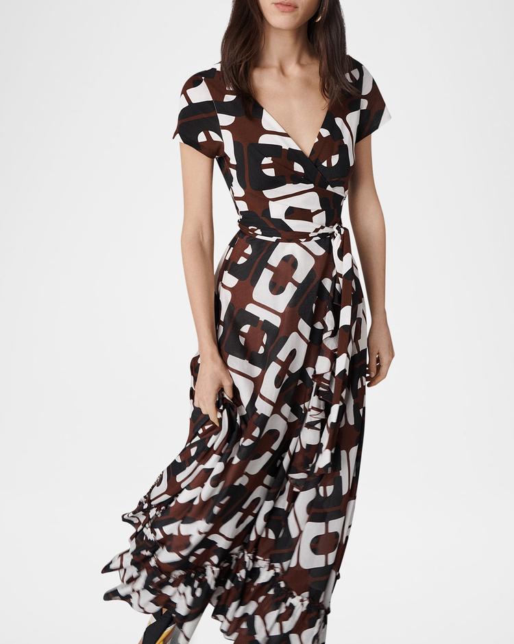 vivianna geometric-print maxi wrap dress