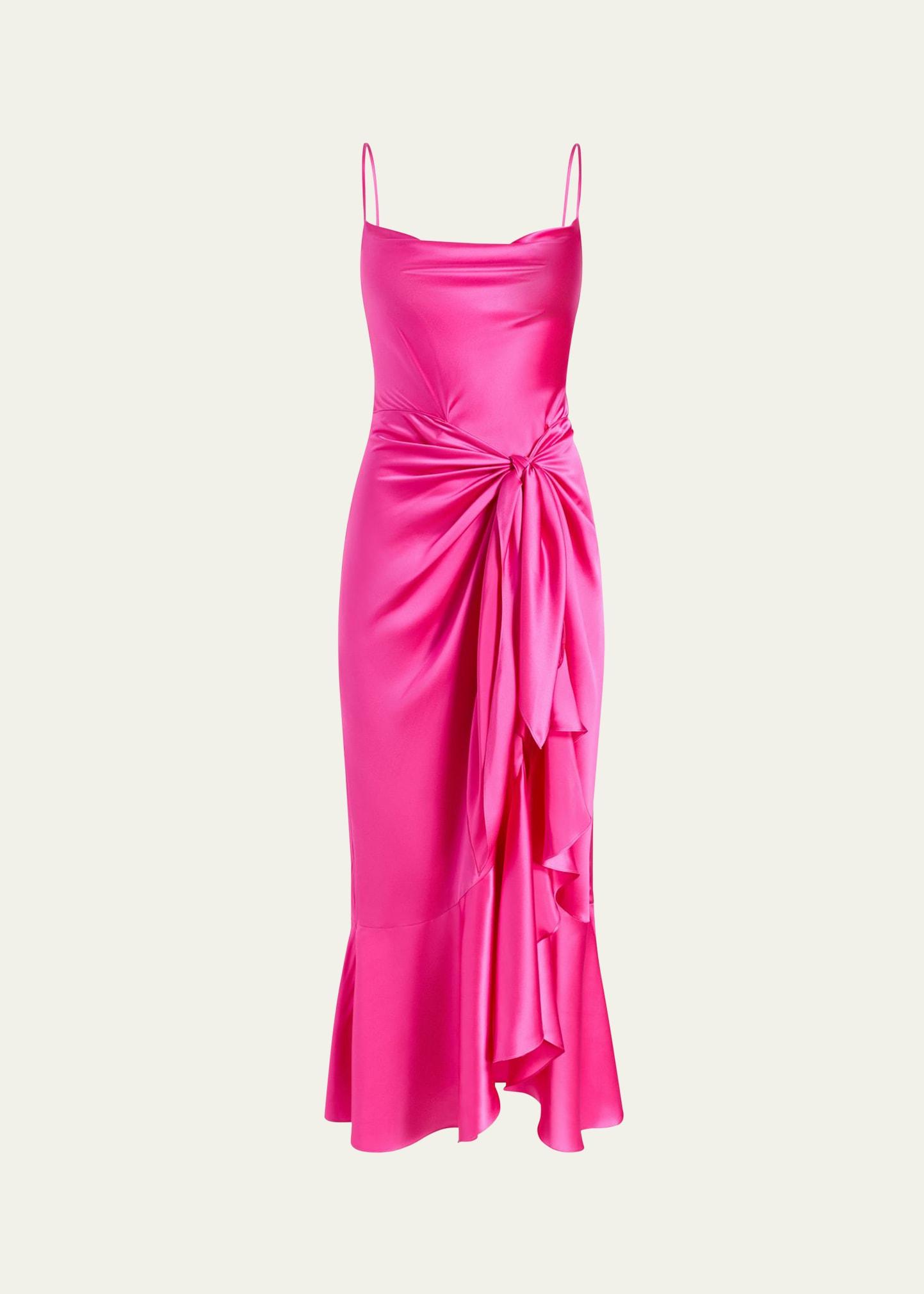 vivienda silk tie-waist midi dress