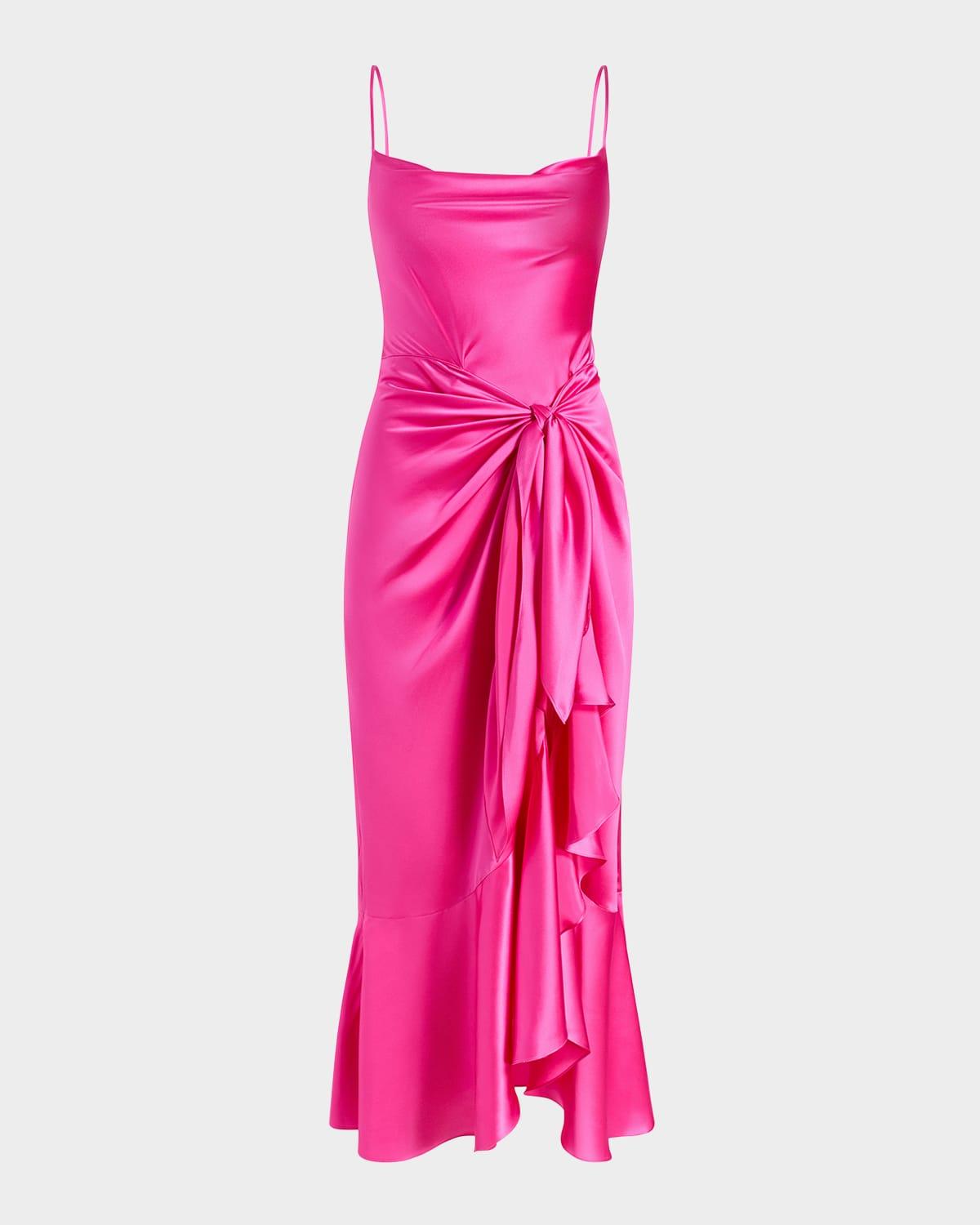 vivienda silk tie-waist midi dress