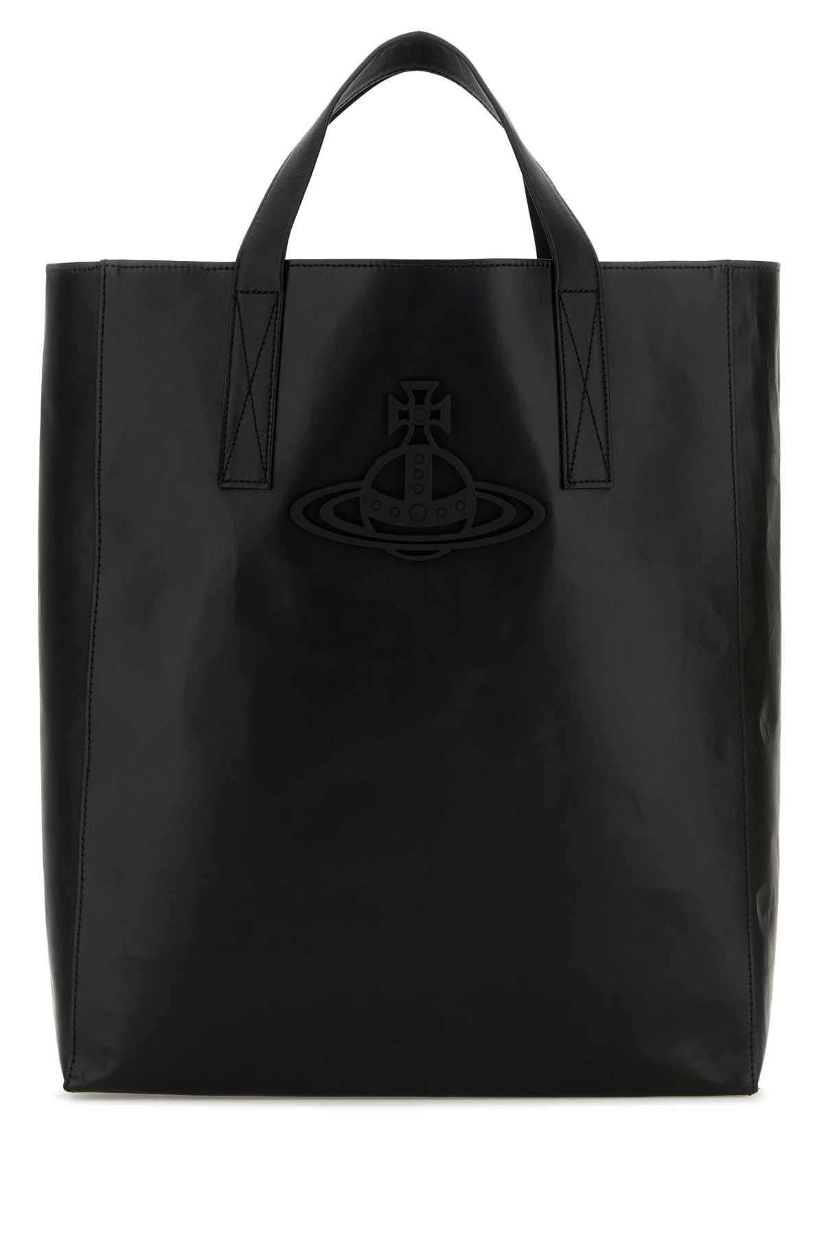 vivienne westwood black leather medium sarah shopping bag