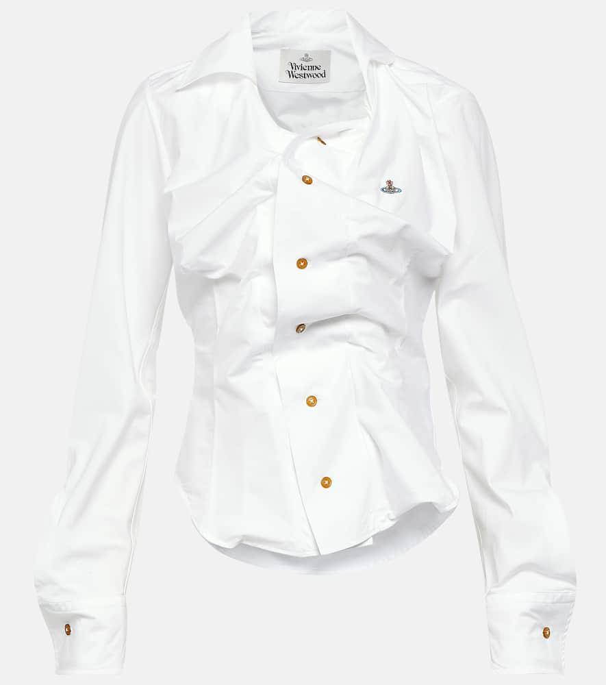 vivienne westwood drunken gathered cotton poplin shirt