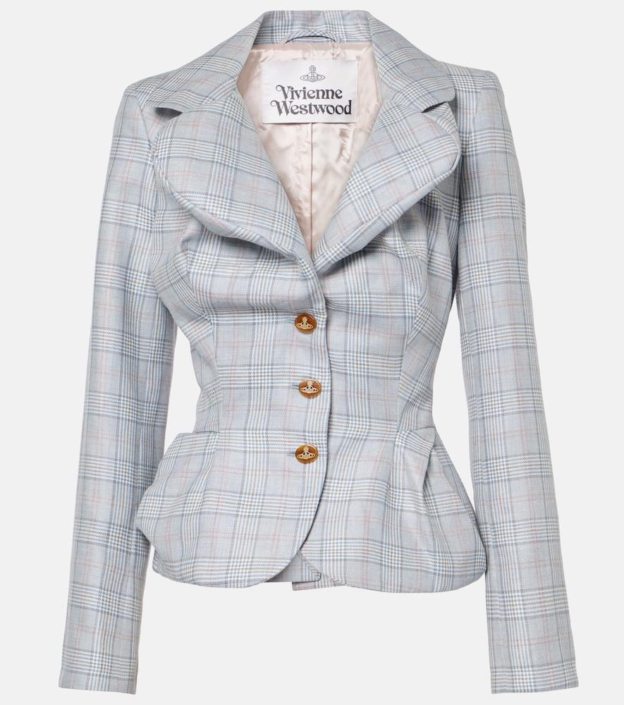 vivienne westwood drunken tartan wool and linen blazer