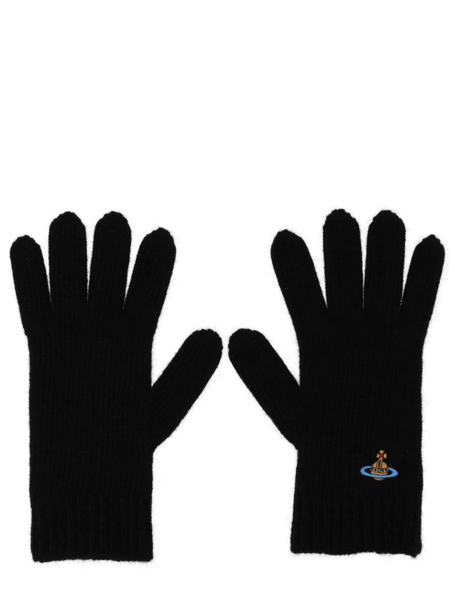 vivienne westwood gloves with orb embroidery