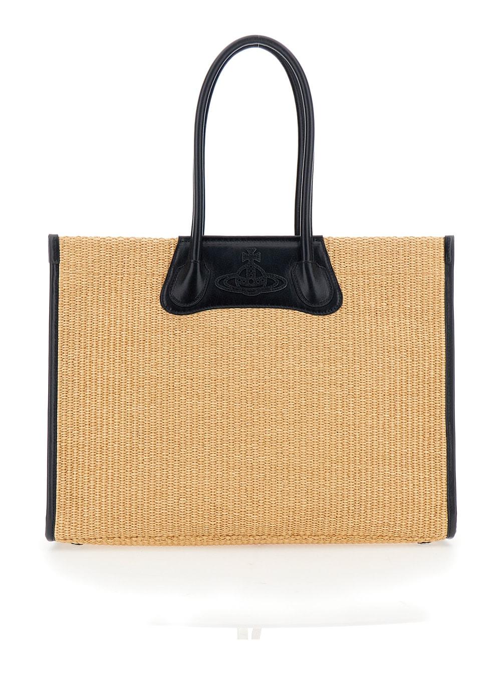 vivienne westwood handbag troy tote bag with beige details in cotton and polyamide women