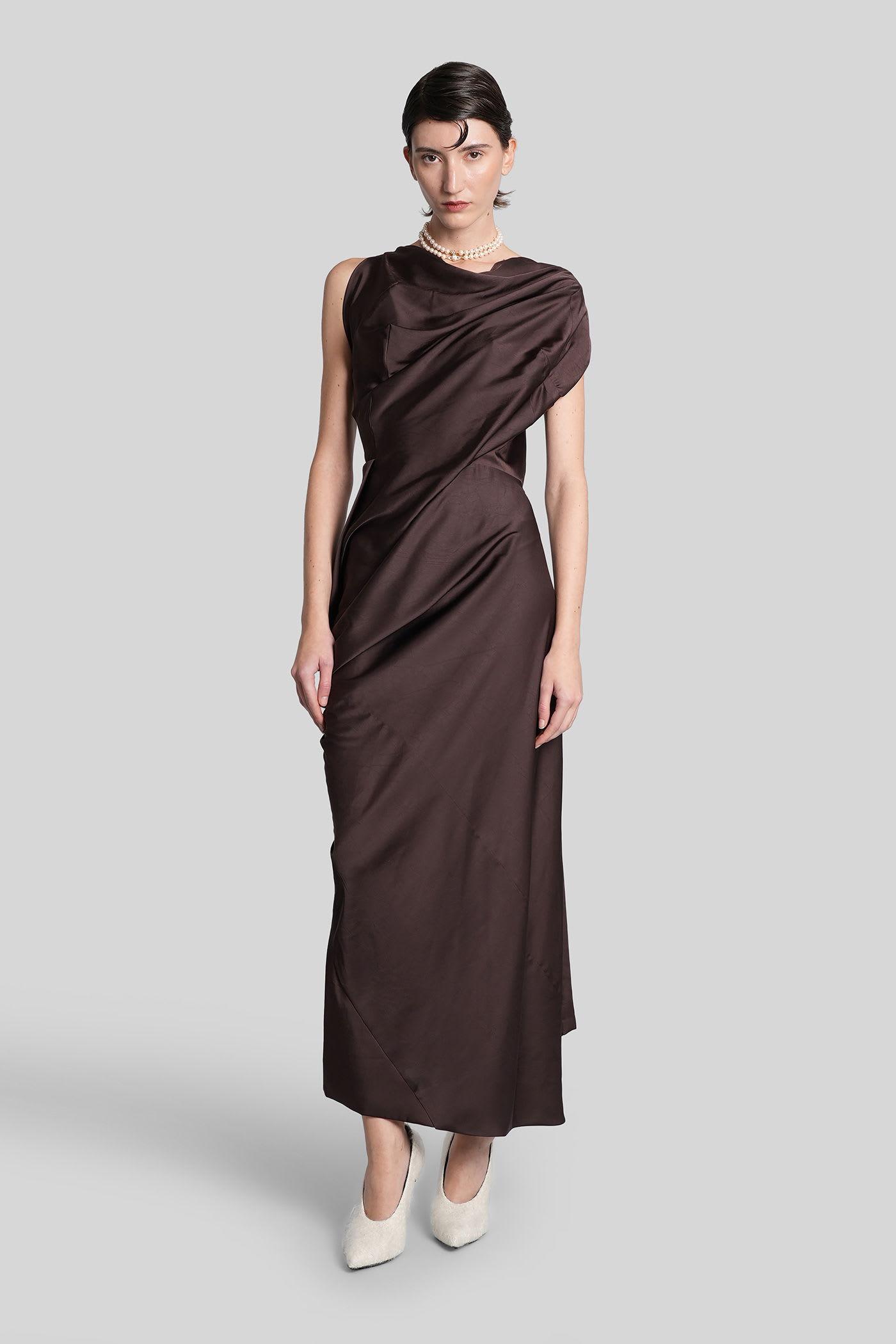 vivienne westwood long dress in brown polyester
