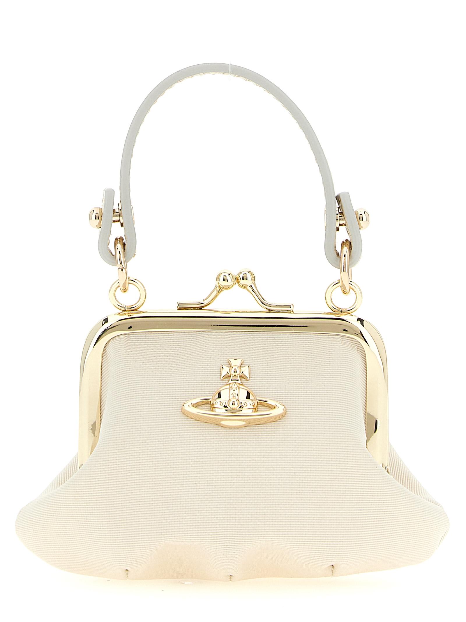 vivienne westwood mini granny handbag beige viscose hand bags - women