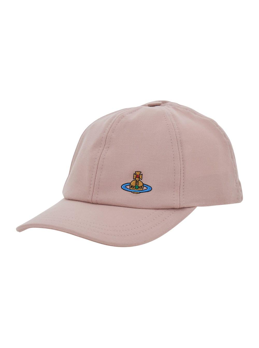 vivienne westwood pink baseball cap with curved visor and logo in cotton woman