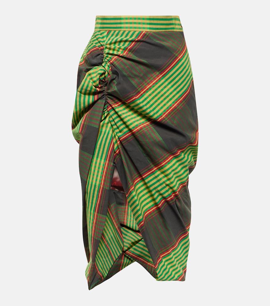 vivienne westwood side panther cotton and linen midi skirt