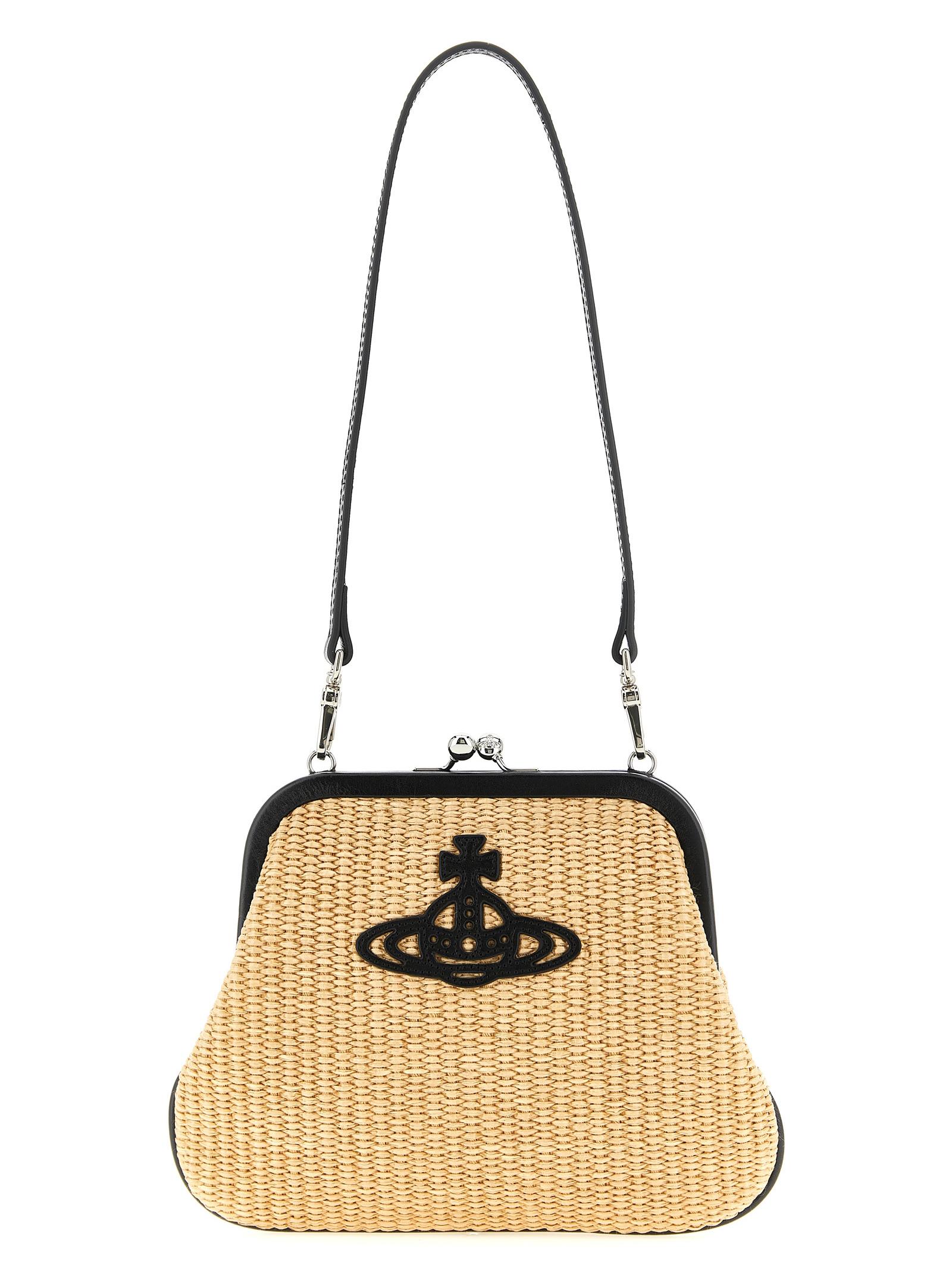 vivienne westwood vivienne clutch beige cotton - women