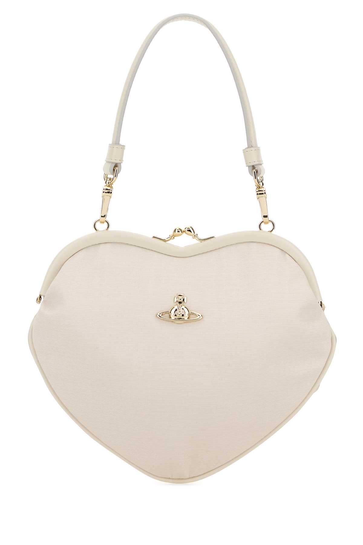 vivienne westwood white fabric belle heart frame handbag