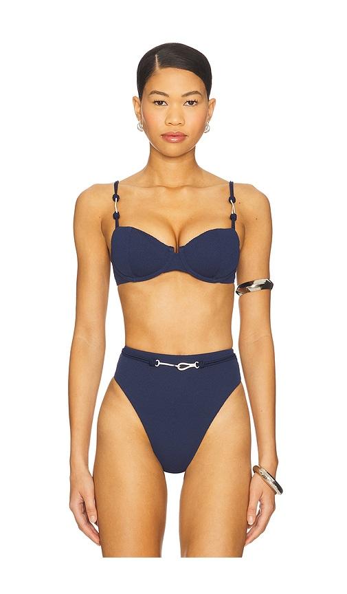 vix swimwear alba nissi bikini top in navy.