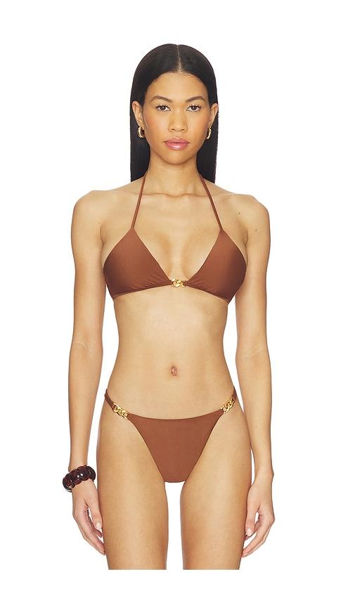 vix swimwear angie mabel bikini top in brown.