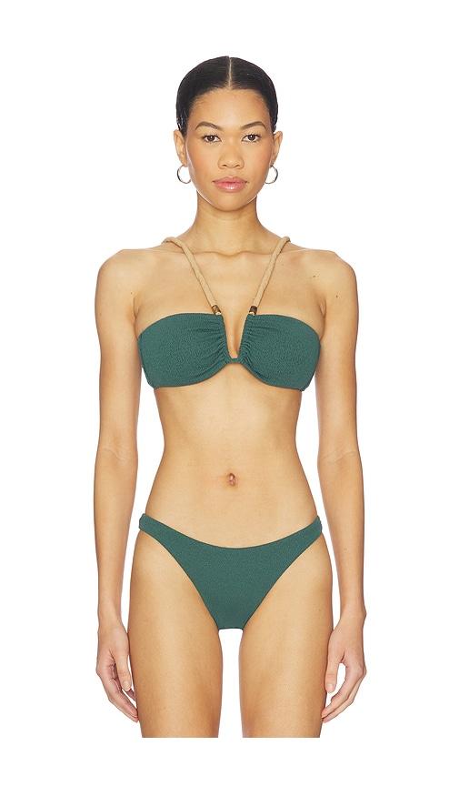 vix swimwear april carol bikini top in dark green.