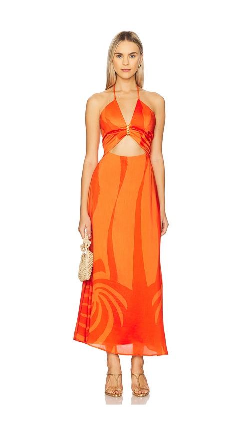 vix swimwear aurea long dress in orange.