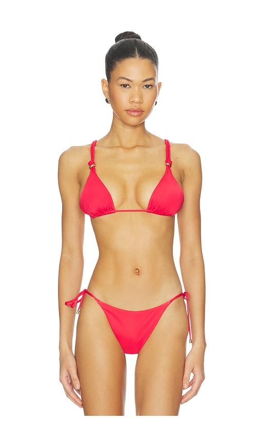 vix swimwear gal tri parallel top in red.