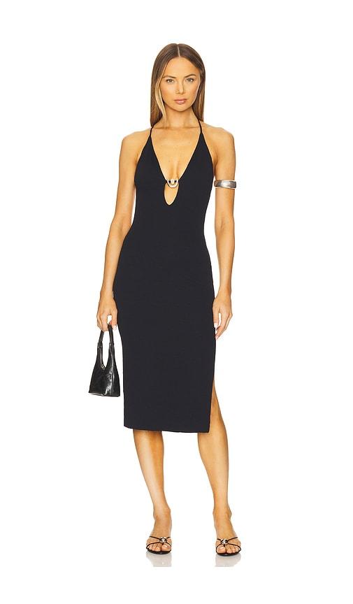 vix swimwear isabela midi dress in black.