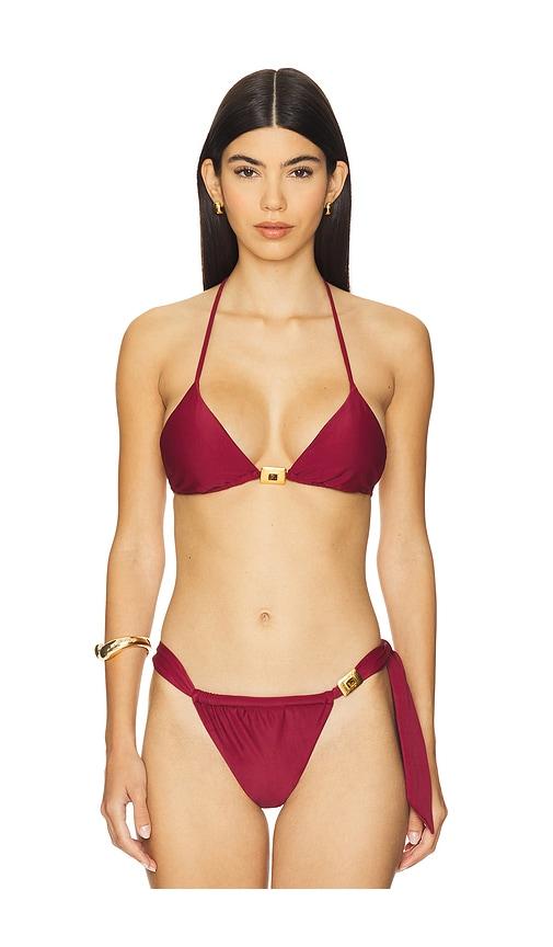vix swimwear liza triangle bikini top in burgundy.