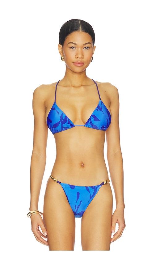 vix swimwear nancy t back tri top in royal.