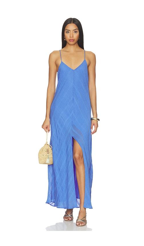 vix swimwear rebecca long dress in blue.