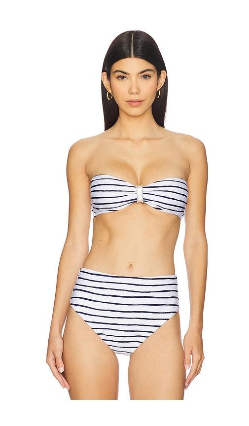 vix swimwear sunny bandeau bikini top in white,navy.