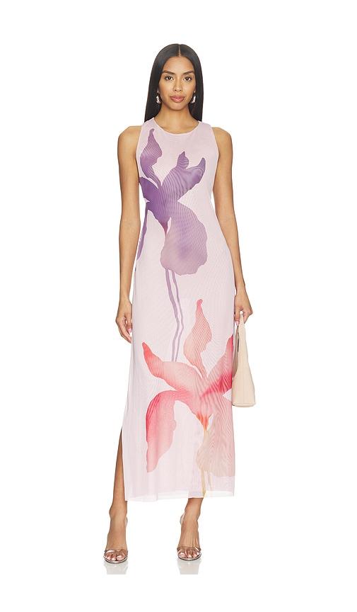 vix swimwear twist long cover up dress in mauve.