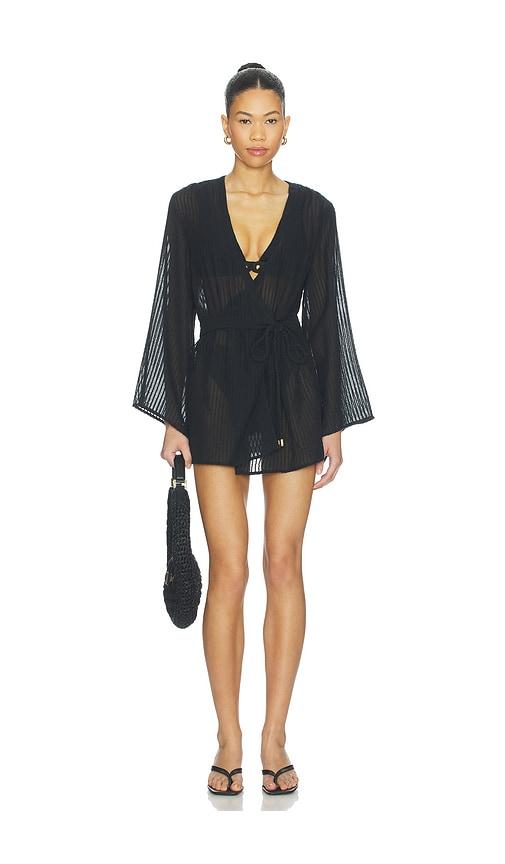 vix swimwear winnie short cover up in black.