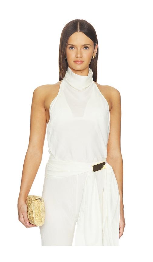 vix swimwear x rosie huntington-whiteley ro top in ivory.
